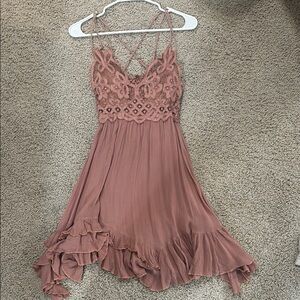 Lace Trimmed Mauve Dress